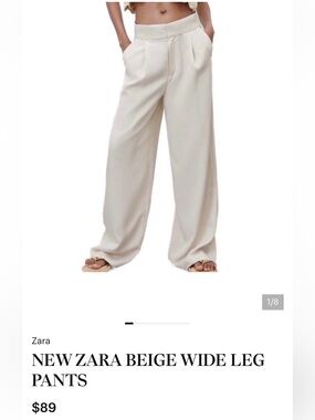 COPY Zara Soft Ivory Wide-Leg High Waist Trouser NWOT M Bloggers Mango